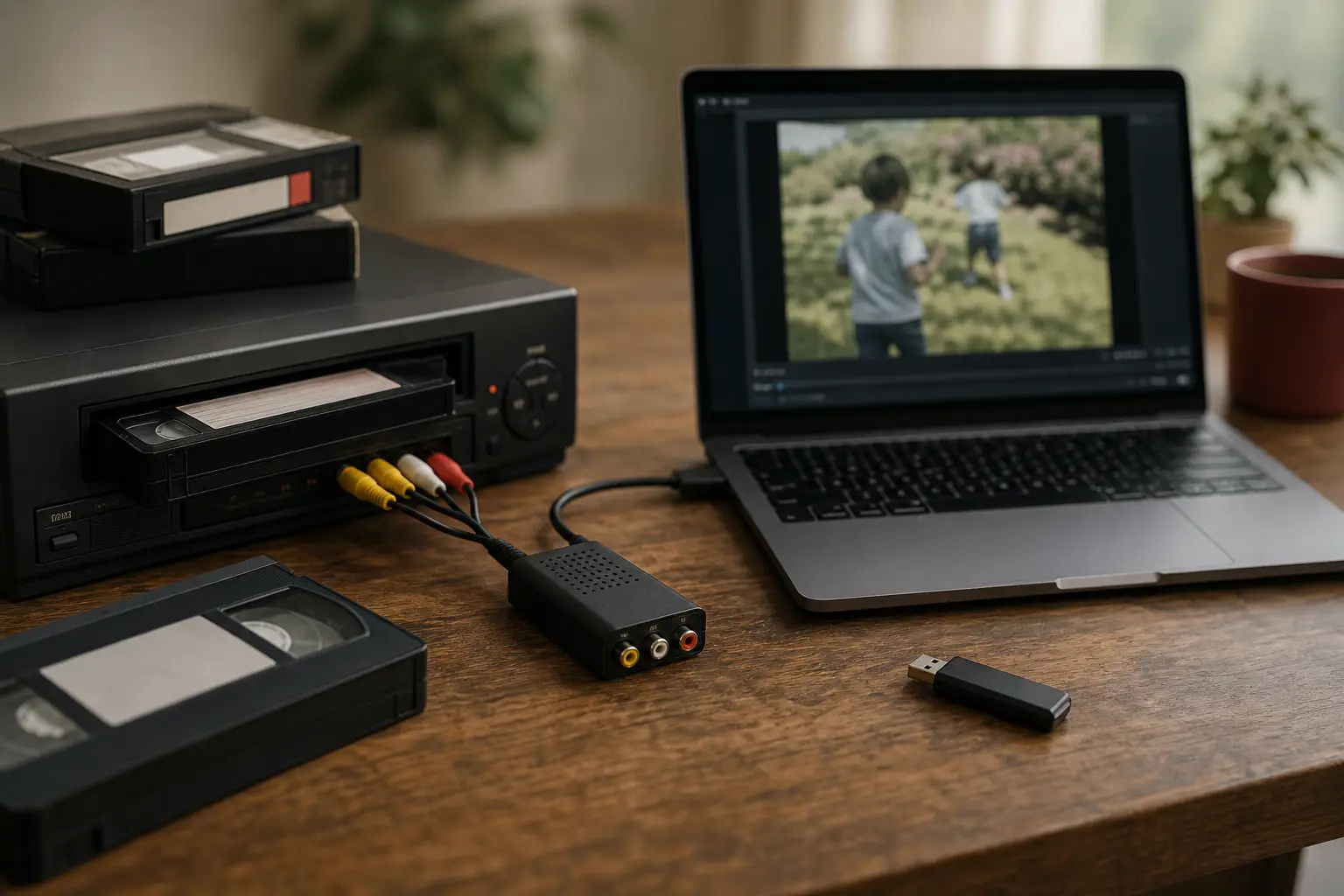 Illustratieve afbeelding bij een vhs-videocassette digitaliseren naar usb